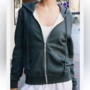 John Galt Brandy Melville Charcoal Gray Full Zip Hoodie